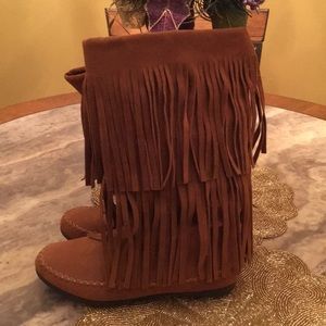 Brown suede moccasins